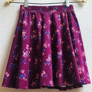 Floral Burgundy Skater Skirt